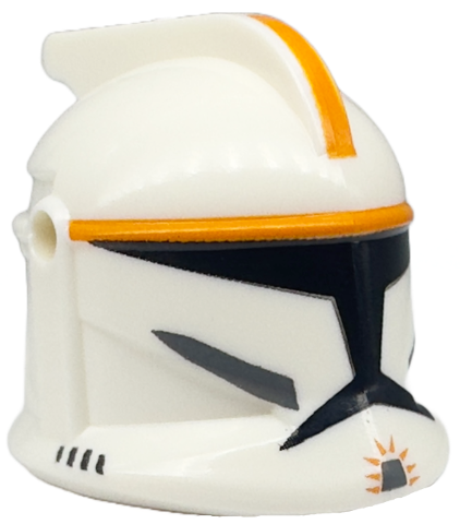 Minifigure, Headgear Helmet SW Clone Trooper with Holes, Orange Stripe Pattern