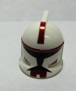 Minifigure, Headgear Helmet SW Clone Trooper with Holes, Dark Red Markings Pattern