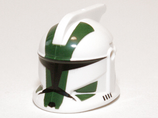 Minifigure, Headgear Helmet SW Clone Trooper with Holes, Dark Green Markings, Clone Commander Gree Pattern
