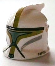 Minifigure, Headgear Helmet SW Clone Trooper with Holes, Olive Green Markings and Silver Visor Pattern (Clone Trooper Sergeant)