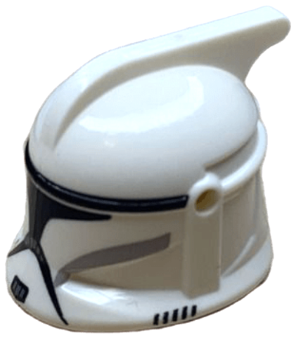 Minifigure, Headgear Helmet SW Clone Trooper with Holes, Light Bluish Gray and Black Markings and Black Visor Pattern