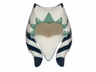 Minifigure, Headgear Headdress SW Togruta Montrals Short with Dark Blue Stripes, Sand Green Triangles Pattern (Ahsoka Tano)