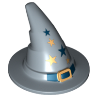 Minifigure, Headgear Hat, Wizard / Witch with Gold Buckle and Stars Pattern