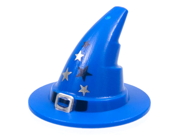 Minifigure, Headgear Hat, Wizard / Witch with Silver Buckle and Stars Pattern