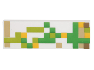 Tile 1 x 3 with Pixelated Green, Lime, Tan and Yellow Pattern (Minecraft Iron Golem)