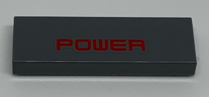 Tile 1 x 3 with Red 'POWER' Pattern