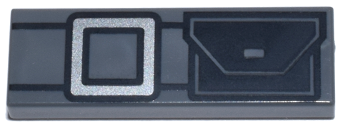 Tile 1 x 3 with Belt with Silver Buckle and Black Pouch Pattern (BrickHeadz Princess Leia Belt)