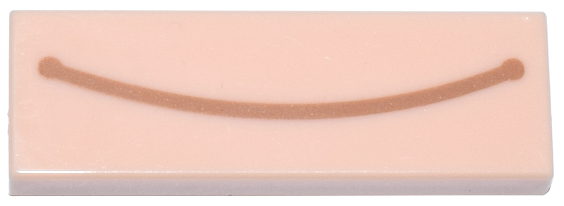 Tile 1 x 3 with Medium Nougat Curved Line Pattern (Super Mario Closed Mouth Smile)