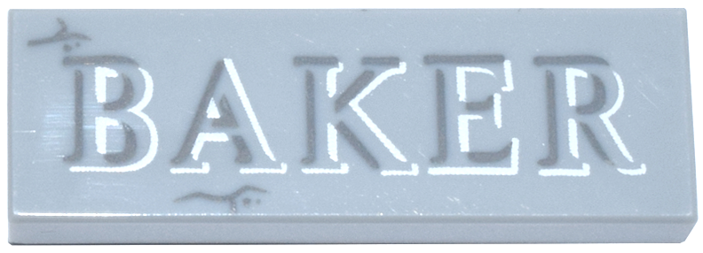 Tile 1 x 3 with Stone Cracks and White and Dark Bluish Gray 'BAKER' Pattern