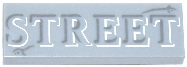 Tile 1 x 3 with Stone Cracks and White and Dark Bluish Gray 'STREET' Pattern