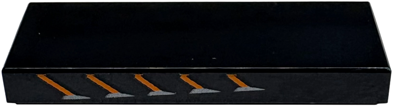 Tile 1 x 3 with Orange Diagonal Lines and Dark Silver Air Vent Highlights Pattern Model Right Side