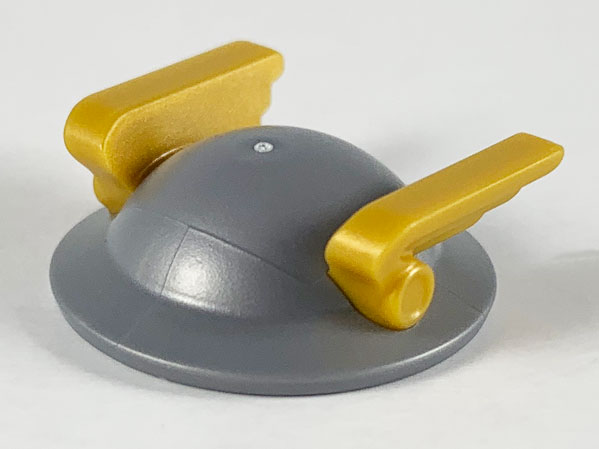 Minifigure, Headgear Hat, Flat with Wide Brim and Pearl Gold Wings Pattern