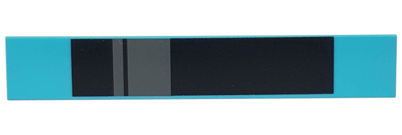 Tile 1 x 6 with Black Rectangle and Dark Bluish Gray Racing Stripes Pattern