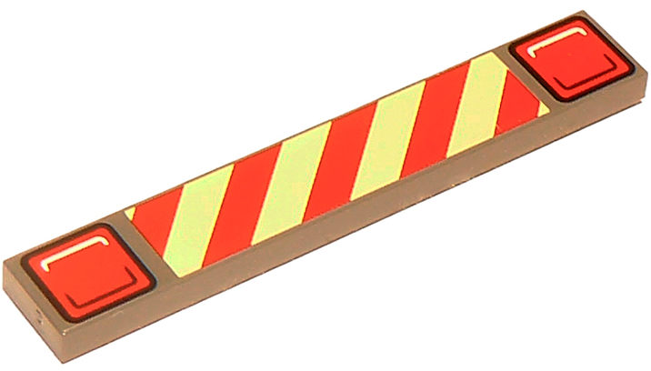 Tile 1 x 6 with Red and Bright Light Yellow Danger Stripes, Taillights Pattern