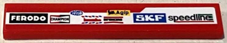 Tile 1 x 6 with Speedline, SKF, Agip, Brembo, Magneti Marelli, Champion and Ferodo Logo on White Stripe Pattern Model Left Side (Sticker) - Set 75889