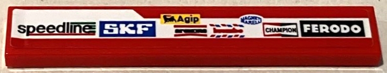 Tile 1 x 6 with Speedline, SKF, Agip, Brembo, Magneti Marelli, Champion and Ferodo Logo on White Stripe Pattern Model Right Side (Sticker) - Set 75889