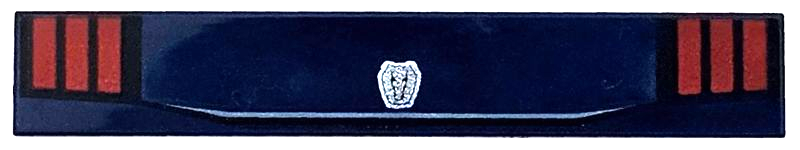 Tile 1 x 6 with Silver Ford Mustang Dark Horse Logo and Red Car Taillights with Black Outline Pattern