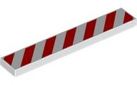 Tile 1 x 6 with Red Danger Stripes Pattern