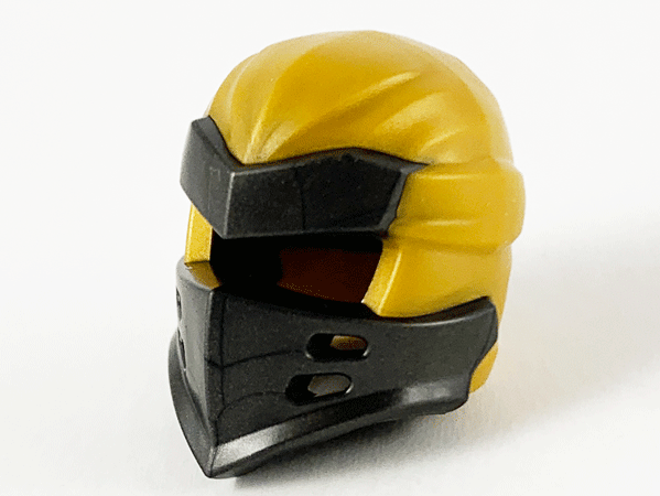 Minifigure, Headgear Ninjago Wrap Type 7 with 4 Slits on Front with Molded Pearl Dark Gray Armor Pattern