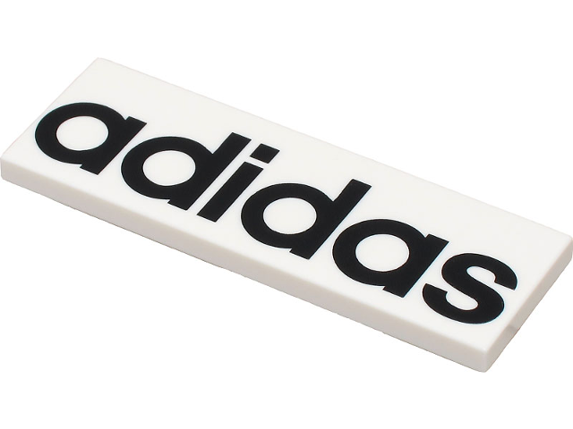 Tile 2 x 6 with Black 'adidas' Pattern