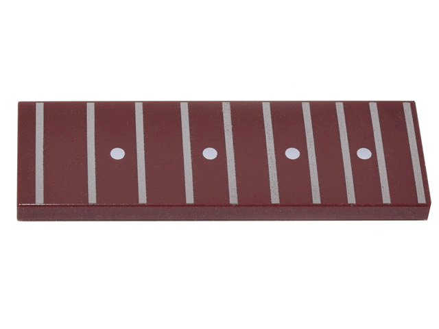 Tile 2 x 6 with Guitar Fretboard, Frets 14-22 with Fret Marker Inlays (10 Silver Lines and 4 White Dots) Pattern