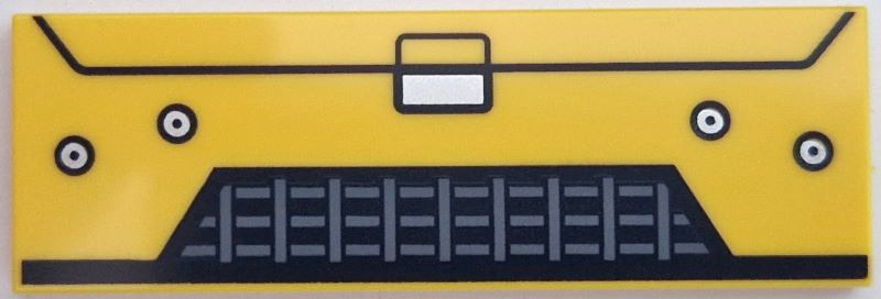 Tile 2 x 6 with Black and Dark Bluish Gray Car Front Grille and Silver Rivets Pattern