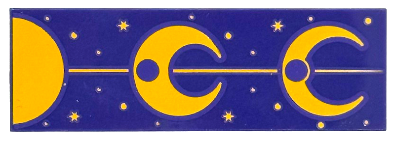Tile 2 x 6 with Bright Light Orange Half Moon, Crescent Moons, Line, Dots and Stars Pattern