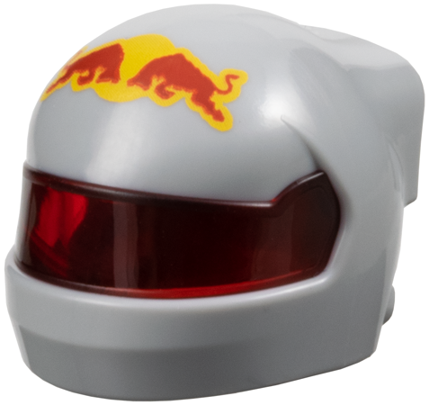 Minifigure, Headgear Helmet Formula 1 with Molded Trans-Red Visor and Printed Red and Yellow Red Bull Logo Pattern