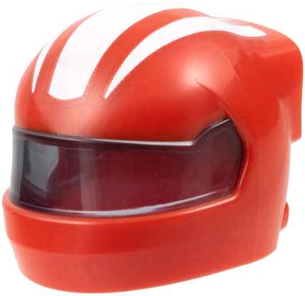 Minifigure, Headgear Helmet Formula 1 with Molded Trans-Black Visor and Printed White Stripes Pattern