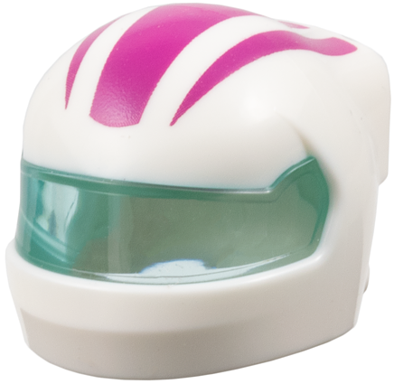 Minifigure, Headgear Helmet Formula 1 with Molded Trans-Light Blue Visor and Printed Magenta Stripes Pattern