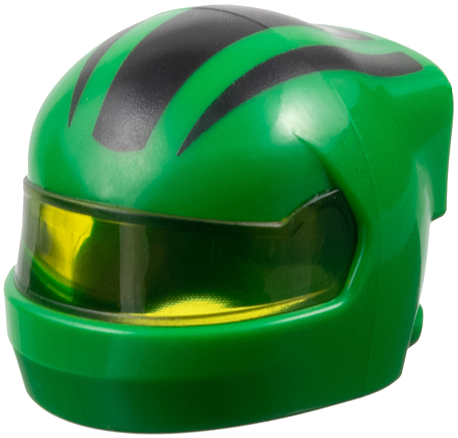 Minifigure, Headgear Helmet Formula 1 with Molded Trans-Yellow Visor and Printed Black Stripes Pattern