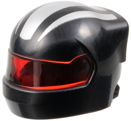 Minifigure, Headgear Helmet Formula 1 with Molded Trans-Red Visor and Printed Silver Stripes Pattern