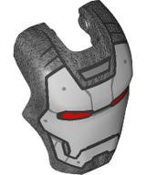 Minifigure, Visor Top Hinge Large with Light Bluish Gray Face Shield, Red Eyes, Black Trim on Cheeks Pattern