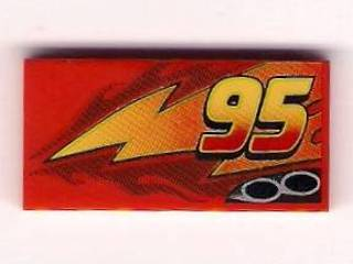 Tile 2 x 4 with Lightning, Exhaust Pipes and Offset '95' Pattern Model Left Side