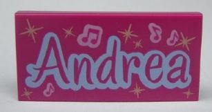 Tile 2 x 4 with 'Andrea' and Music Notes Pattern