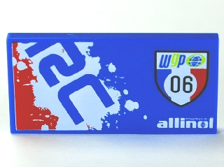 Tile 2 x 4 with 'WGP 06' and 'allinol' Pattern Model Right Side