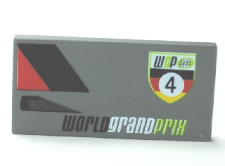 Tile 2 x 4 with 'WGP 4' and 'WORLD GRAND PRIX' Pattern Model Right Side