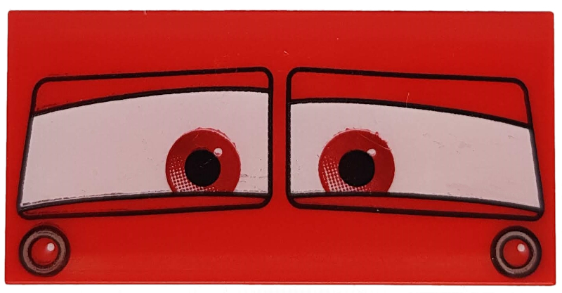 Tile 2 x 4 with Windscreen with Red Eyes on White Background Pattern