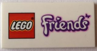 Tile 2 x 4 with LEGO Friends Logo with Butterfly Pattern