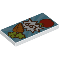 Tile 2 x 4 with Carrots, Apple and '1.99' Pattern
