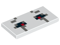 Tile 2 x 4 with Black, Dark Bluish Gray, and Red Rectangles Pattern (Minecraft Ghast Open Eyes)