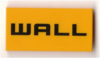 Tile 2 x 4 with Black 'WALL' Pattern