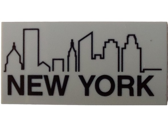 Tile 2 x 4 with City Skyline and 'NEW YORK' Pattern