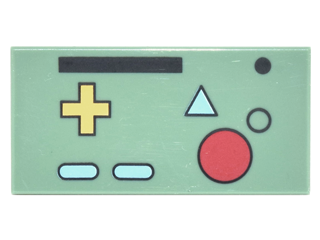 Tile 2 x 4 with Black Rectangle and Circle, Medium Blue Minus Signs and Triangle, Red Circle and Yellow Plus Sign Pattern