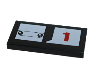 Tile 2 x 4 with White BrickHeadz Head and Word Balloon with Red Number 1 Pattern