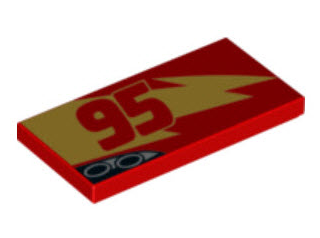 Tile 2 x 4 with Gold Lightning, Red '95' and Exhaust Pipes Pattern Model Right Side