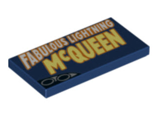 Tile 2 x 4 with 'FABULOUS LIGHTNING McQUEEN' and Exhaust Pipes in Left Corner Pattern