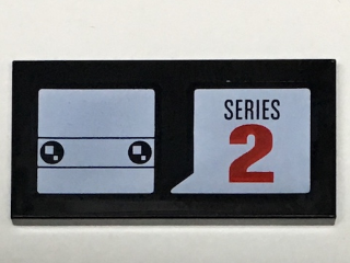 Tile 2 x 4 with White BrickHeadz Head and Word Balloon with 'SERIES' and Red Number 2 Pattern