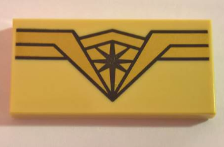 Tile 2 x 4 with Wonder Woman Logo with Black Star in Center Pattern
