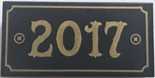 Tile 2 x 4 with Gold Border and '2017' Pattern